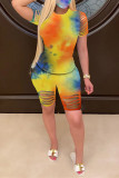 ColorfulBlue Fashion Casual Printed T-shirt Shorts Set