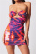 Colour Fashion Sexy Print Solid Hollowed Out Backless Strapless Sleeveless Dress