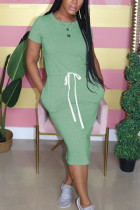 BeanGreen Fashion Casual Short Sleeve Long Dress
