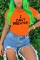 Orange Fashion Casual Print Short Sleeve T-shirt 