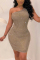Apricot Sexy Backless Off Shoulder Dress