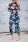 Blue Fashion Sexy Print Sheer Dress