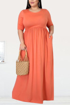 Orange Fashion Sexy Plus Size Short Sleeve Dress