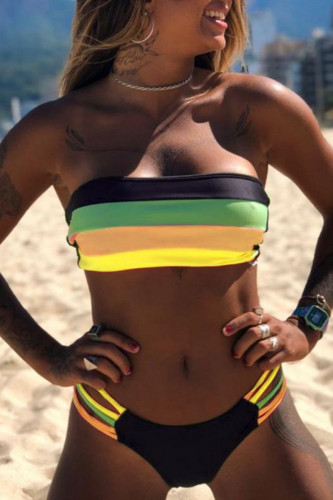 Yellow Sexy Fashion Sleeveless Swimsuit Set