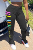 Grey Fashion Casual Letter Printed Sports Pants
