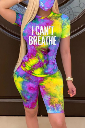 PurpleGold Fashion Casual Printed T-shirt Shorts Set
