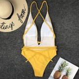 Yellow Sexy Fashion One-piece Swimsuit