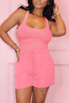 Pink Sexy Fashion Vest Shorts Two-piece Set