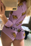 Purple Sexy Fashion Print Pajamas Romper