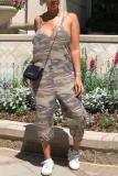 Camouflage Fashion Casual Printed Sling Jumpsuit
