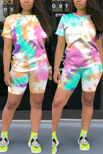 Colorful Fashion Casual Printed T-shirt Shorts Set