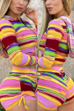 Multicolor Fashion Casual Printed Long Sleeve Top Sports Set