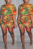 Army Green Fashion Camouflage Printed Casual Set