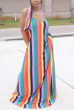 Colorful Fashion Casual Striped Sleeveless Loose Dress