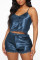 Blue Sexy Fashion Suspender Top Shorts Set