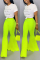 Fluorescent green Elastic Fly High Asymmetrical Draped Solid Boot Cut Pants Pants
