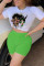 Green Fashion Casual Printed Short Sleeve Shorts Set