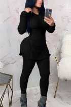 Black Fashion Sexy Long Sleeve Trousers Suit
