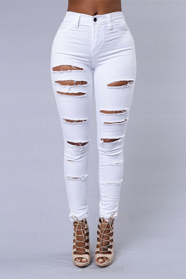 White Fashion Sexy Skinny Pure Trousers