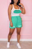 Fluorescent green Fashion Casual Printed Sleeveless Set