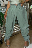Light Green Fashion Casual High Waist Trousers