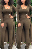 Brown Sexy Solid Tight-Fitting Pure Knit Three Piece Suit