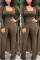 Army Green Sexy Solid Tight-Fitting Pure Knit Three Piece Suit