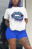BlueRed Fashion Casual Printed T-shirt Shorts Set