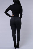 Black Fashion Sexy Skinny Pure Trousers