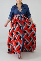 Red Fashion Stitching Retro Plus Size Dress