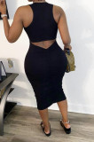 Black Sexy Fashion Sleeveless Slim Dress