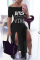 Black Sexy Fashion Letter Printed Split Dress