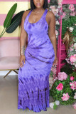 Purple Fashion Casual Printed Sleeveless Dress