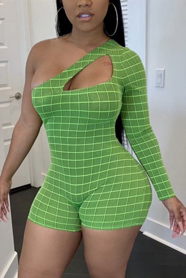 Green Sexy Fashion Stitching Strapless Romper