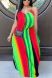 Multicolor Sexy Fashion Print Sling Loose Dress