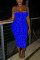 Royal blue Sexy Fashion Print Suspender Dress