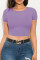 Purple Fashion Sexy Short Sleeve Round Neck Top
