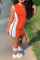 Orange Sexy Tank Sleeveless O neck Step Skirt skirt Solid Club Dresses