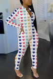 Heart Fashion Casual Printed White Jumpsuit