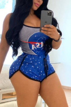 Grey Sexy Fashion Printing Sling Tops Sports Set