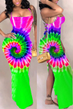 Green Milk. Fashion adult Sexy Off The Shoulder Sleeveless Wrapped chest Step Skirt Floor-Length Ombre Pri