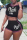 Black Fashion Letter Printed T-shirt Shorts Casual Set