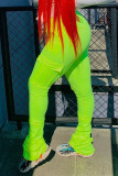 Fluorescent green Fashion Casual Pleated Sports Trousers