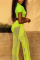Fluorescent green Fashion Sexy Ruffled Mesh Three-piece Set
