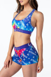 Multicolor Fashion Sexy Printed Shorts Swimsuit Set