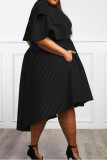 Black Fashion Sexy Striped Plus Size Dress