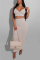 Beige Sexy Fashion Sling Top Skirt Fitted Set