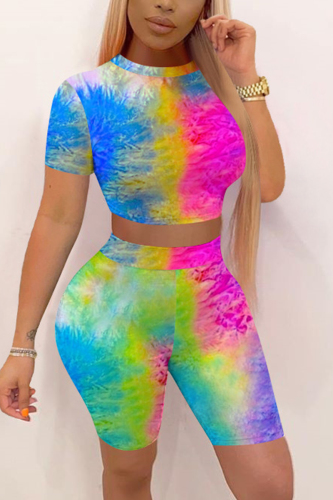 Colorful Fashion Casual Printed T-shirt Shorts Set