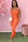 Orange adult Active Fashion Draped Patchwork Two Piece Suits Bandage Solid pencil Sleeveless 