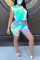 Pink Fashion Casual Printed Shorts Sports Set（With Mask）